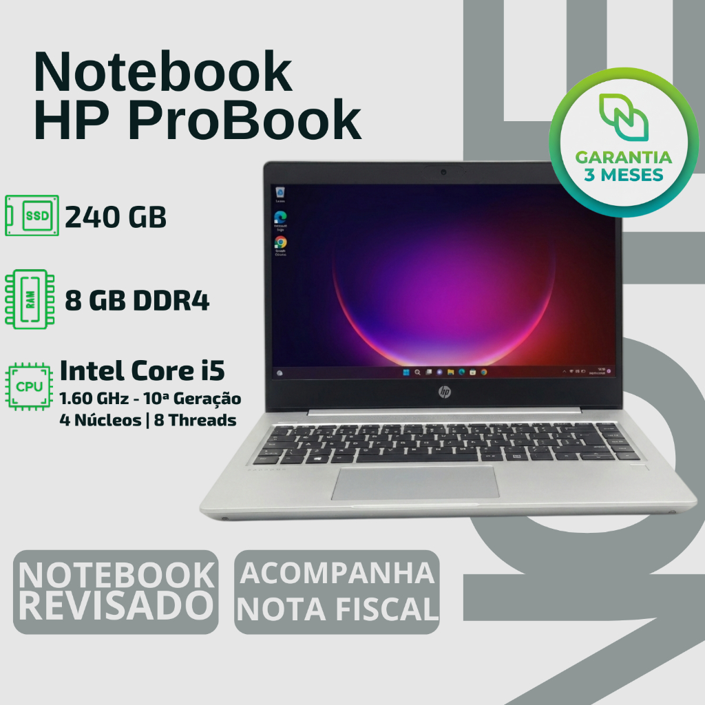 Notebook Hp Probook | Core I5 10a Ger | Ssd 240gb | Ram 8gb
