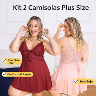 Kit 2 Camisolas Sexy Plus Size Laisa Rendada Sem Bojo Delicada e Confortável Linha Noite Luxo em Oferta na Shopee