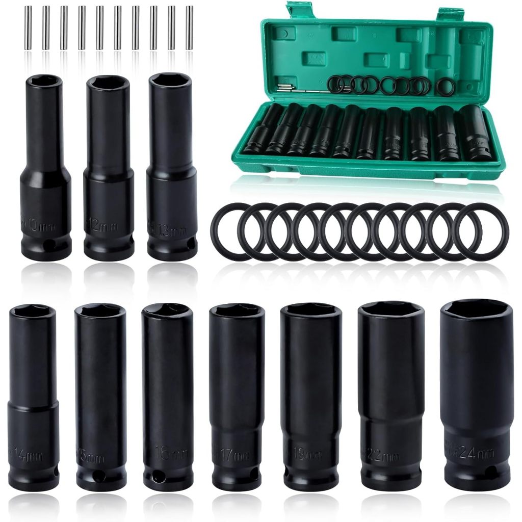 Kit Jogo De Soquete Impacto Longo 1/2 10 A 24mm 10pçs