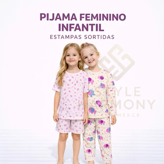 Kit até 03 Pijama Infantil Menina 100% Algodão 02 ao 10 Confortável Macio com  Estampas Divertidas em Oferta na Shopee