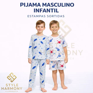 Kit até 03 Pijama Infantil Menino 100% Algodão 02 ao 10 Confortável Macio com  Estampas Divertidas em Oferta na Shopee