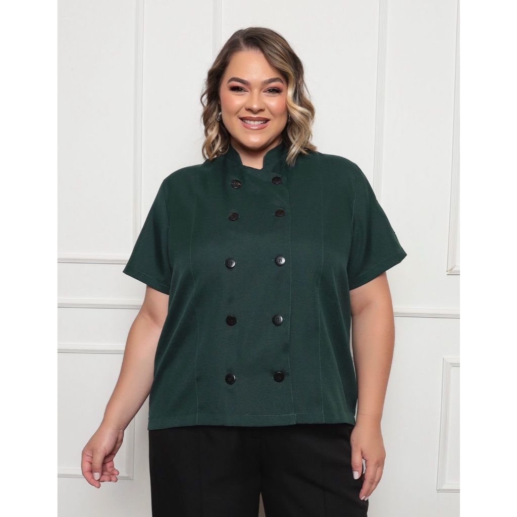 Dolma Chef Feminina Plus Size Teodora Verde Musgo Gardenia J