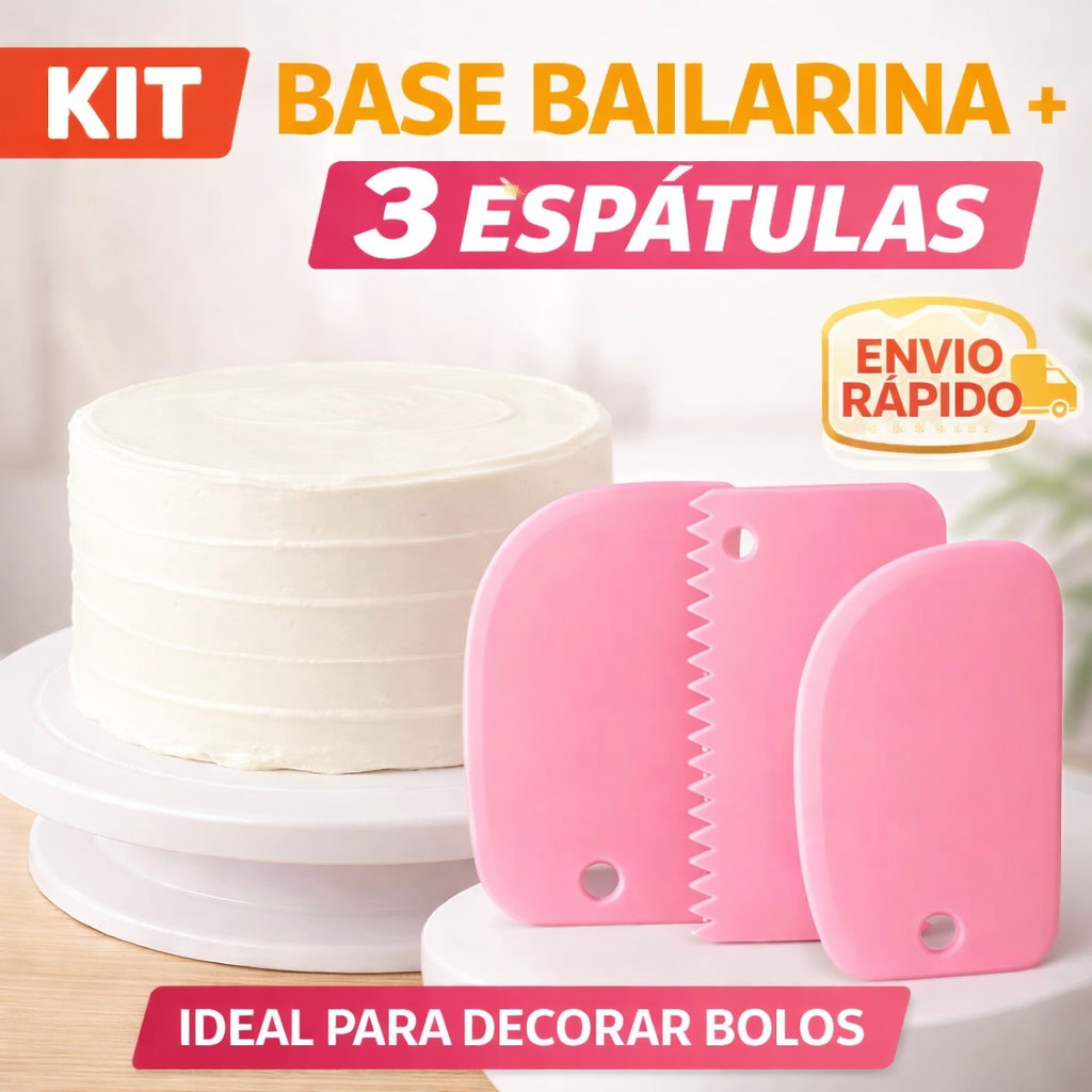 Kit Confeitaria Base Bailarina Espatula Raspador Decoração D