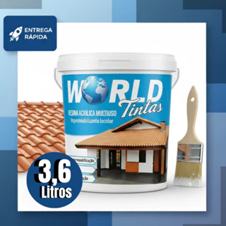 Resina Acrílica 3,6 Litros Incolor Base Água World  Telhados Telha Concreto Tijolos Pedras em Oferta na Shopee