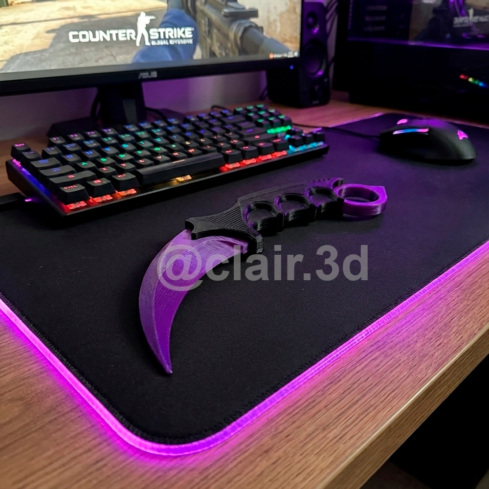 Faca Karambit CS GO Realista Skin Purple - Impressão 3D Premium Bambu ...