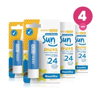 Kit 4 Protetor Solar Labial Baunilha FPS 24 3,5g Dermachem em Oferta na Shopee