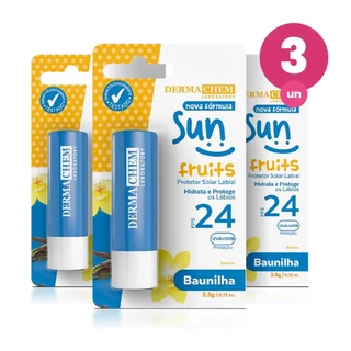 Kit 3 Protetor Solar Labial Baunilha FPS 24 3,5g Dermachem em Oferta na Shopee