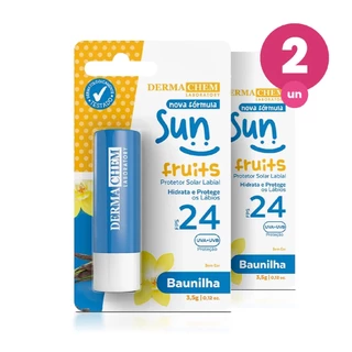 Kit 2 Protetor Solar Labial Baunilha FPS 24 3,5g Dermachem em Oferta na Shopee