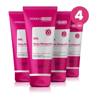 Kit 4 Gel Facial Antiressecamento Rosa Mosqueta 100g Dermachem em Oferta na Shopee