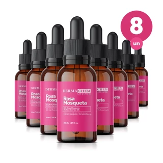 Kit 8 Sérum Facial Rosa Mosqueta 30ml Hidratação Renovação e Clareamento da Pele Dermachem em Oferta na Shopee