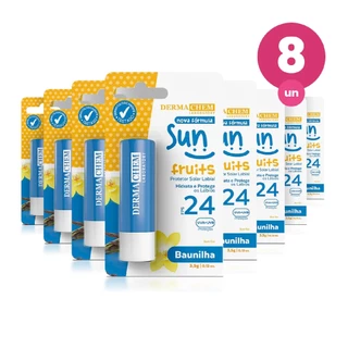 Kit 8 Protetor Solar Labial Baunilha FPS 24 3,5g Dermachem em Oferta na Shopee