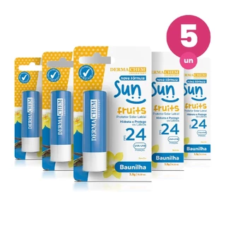 Kit 5 Protetor Solar Labial Baunilha FPS 24 3,5g Dermachem em Oferta na Shopee