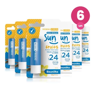 Kit 6 Protetor Solar Labial Baunilha FPS 24 3,5g Dermachem em Oferta na Shopee