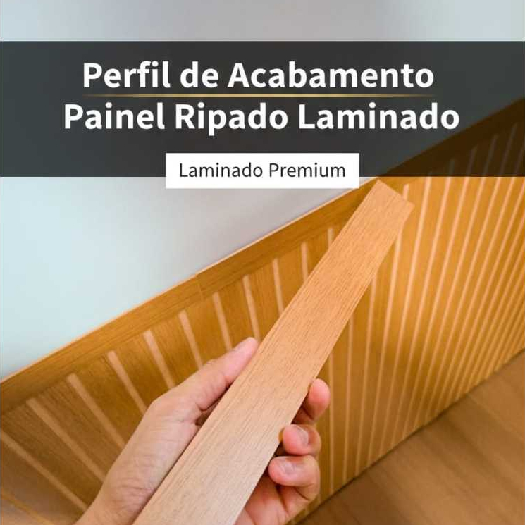Perfil de Acabamento Painel Ripado Laminado de Madeira MDF 90cm x 2cm ...