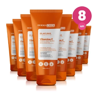 Kit 8 Gel Facial Anti Idade Vitamina C 100ml Dermachem em Oferta na Shopee