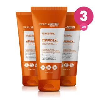 Kit 3 Gel Facial Anti Idade Vitamina C 100ml Dermachem em Oferta na Shopee