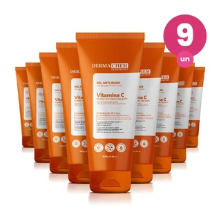 Kit 9 Gel Facial Anti Idade Vitamina C 100ml Dermachem em Oferta na Shopee