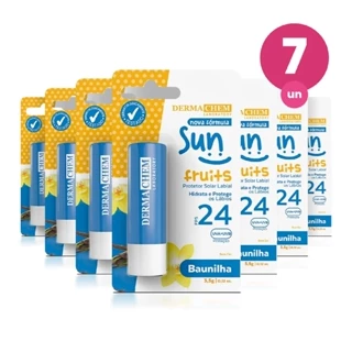 Kit 7 Protetor Solar Labial Baunilha FPS 24 3,5g Dermachem em Oferta na Shopee