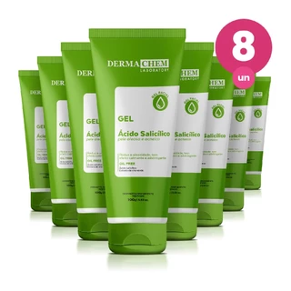 Kit 8 Gel Facial Antioleosidade Ácido Salicílico 100g Dermachem em Oferta na Shopee