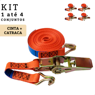 Cinta Catraca Com Gancho Kit 1 a 4 Amarração de Carga 4,6 metros Suporta 800kg em Oferta na Shopee