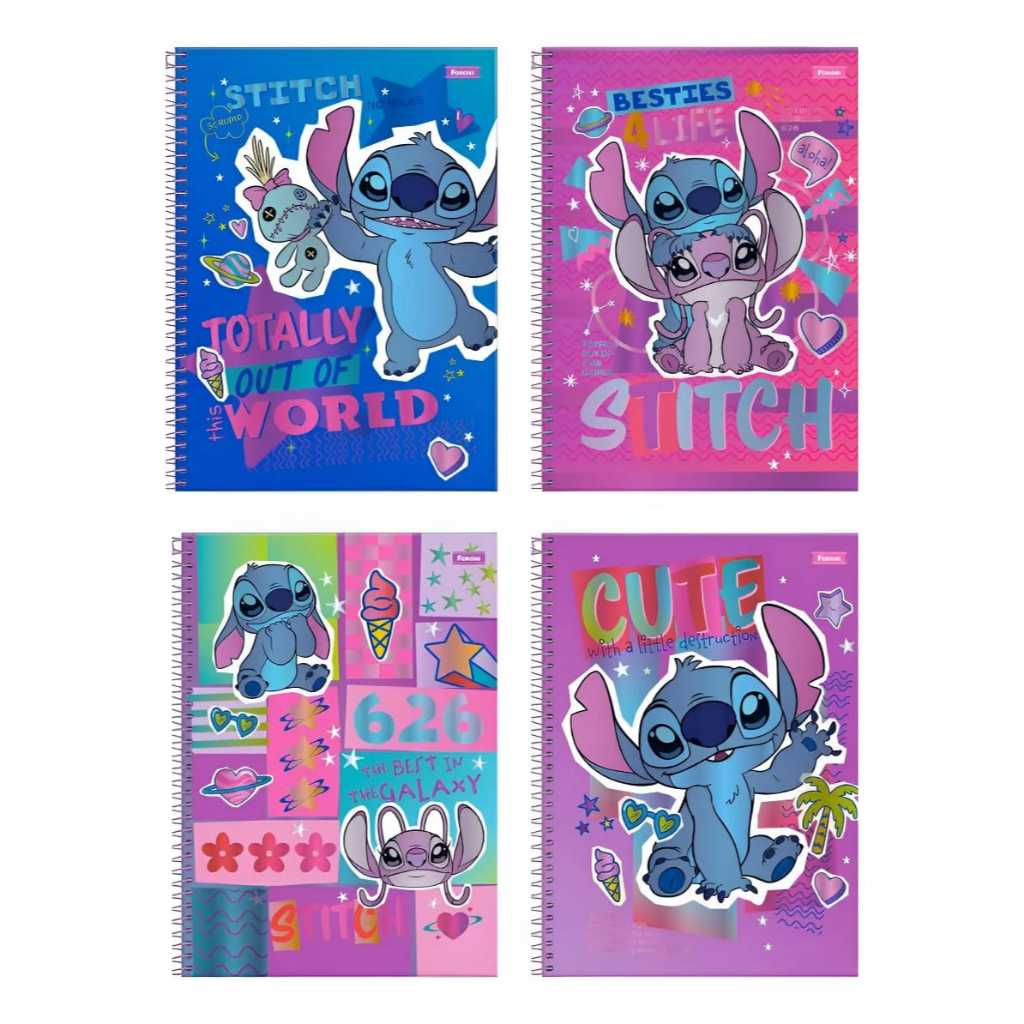 Caderno Universitário 10 Matérias Stitch - Foroni | Shopee Brasil