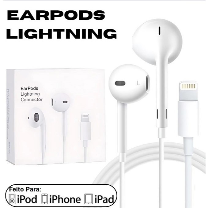 Fone de Ouvido Earpods com Fio e entrada Lightning/EarPods