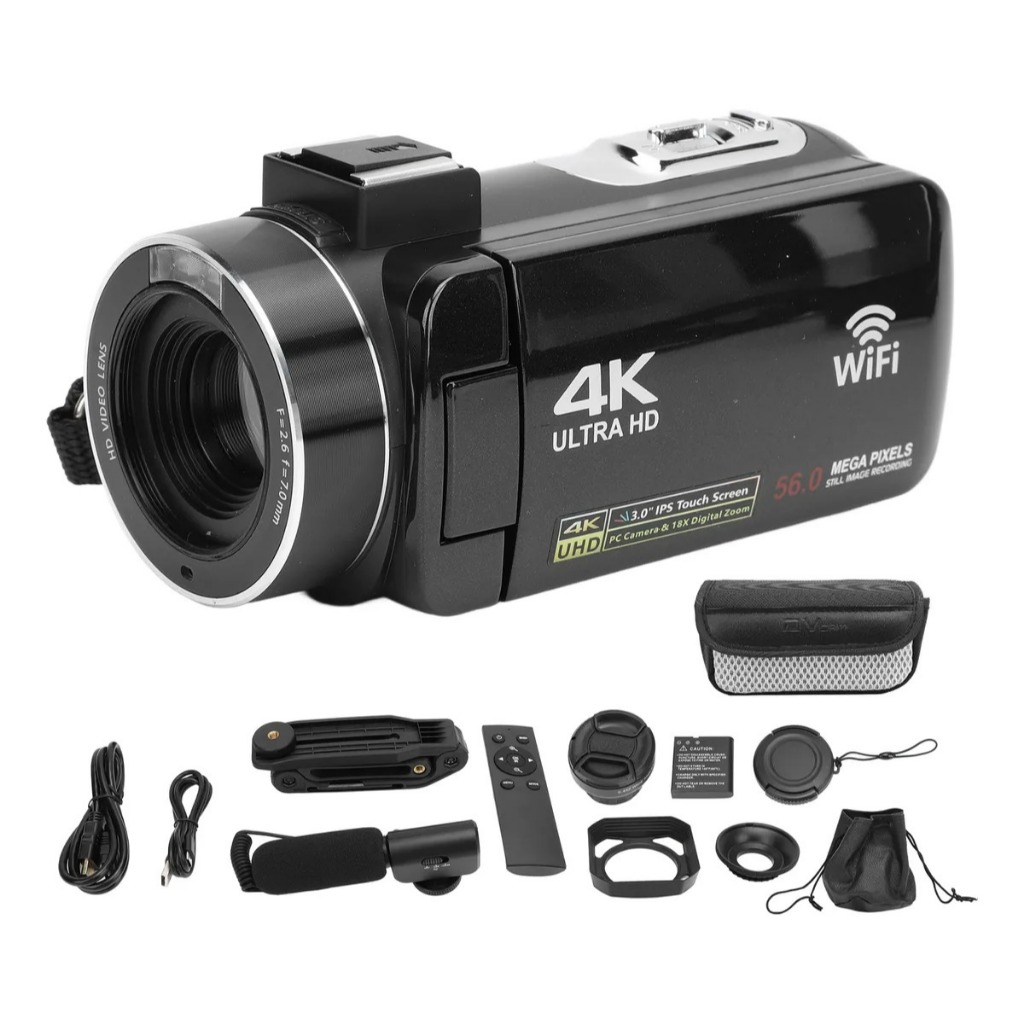 Camera digital HandCam Video camcorder 4K WiFi + Microfone + Controle