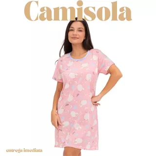 Camisola Feminina de Verão Ovelinha Leve Macia Confortável Dormir P ao GG em Oferta na Shopee