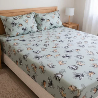 Jogo De Lençol Estampado Cavalo Algodão 180 Fios Elástico Toda Volta Solteiro Casal Queen King em Oferta na Shopee
