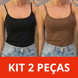 Kit 2 Regata Feminina Alcinha Poliamida Premium Moda Fitness em Oferta na Shopee