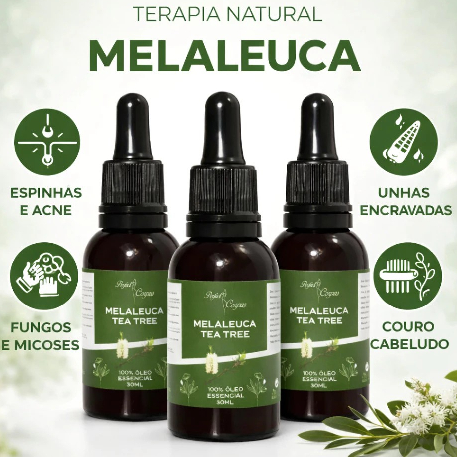 Óleo Essencial De Melaleuca Tea Tree 100% Puro 30ml Contra Micose Acne ...
