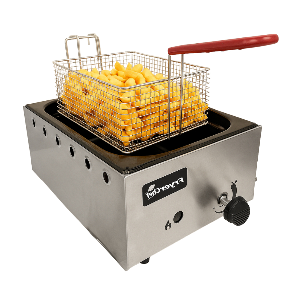Fritadeira a Gás Profissional 5L Cuba Esmaltada Inox c/Cesto