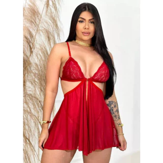 Camisola Sexy De Tule Com Calcinha De Regulagem Feminina Sensual Luxo em Oferta na Shopee