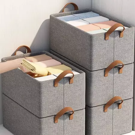 KIT1~KIT20 Caixa de Armazenamento Organizador de Armário Empilhável Resistente Fácil Montagem Lavável para Casa e Quarto