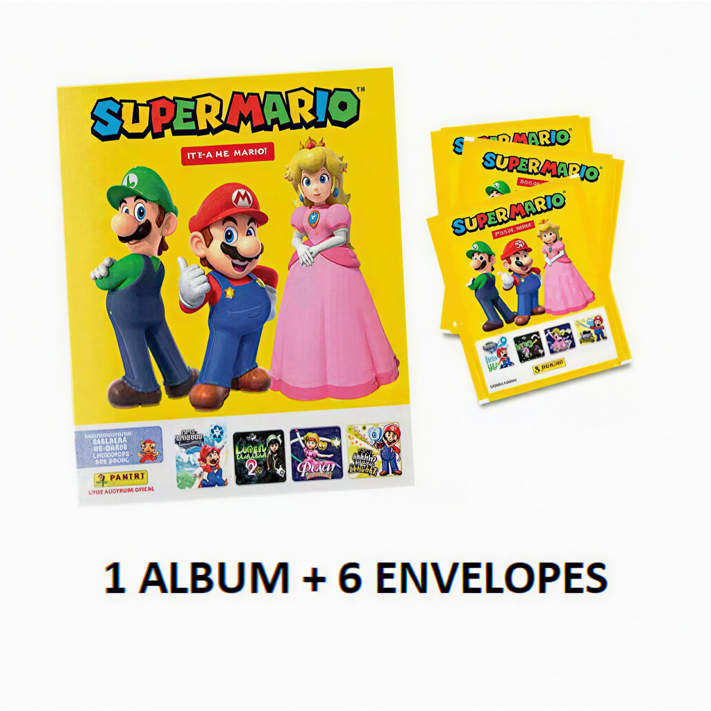 Álbum Super Mario 2026 Lançamento + 6 Envelopes (30 Cards) Original ...