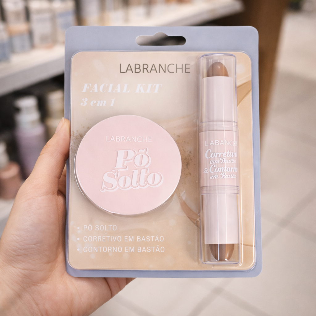 Kit Facial LABRANCHE 3 em 1 – Pó Solto, Corretivo e Contorno em