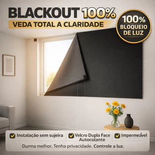Cortina Blackout Painel com Velcro Adesivo Bloqueia a Luz Instalação Fácil Sala Quarto Banheiro Varias Cores