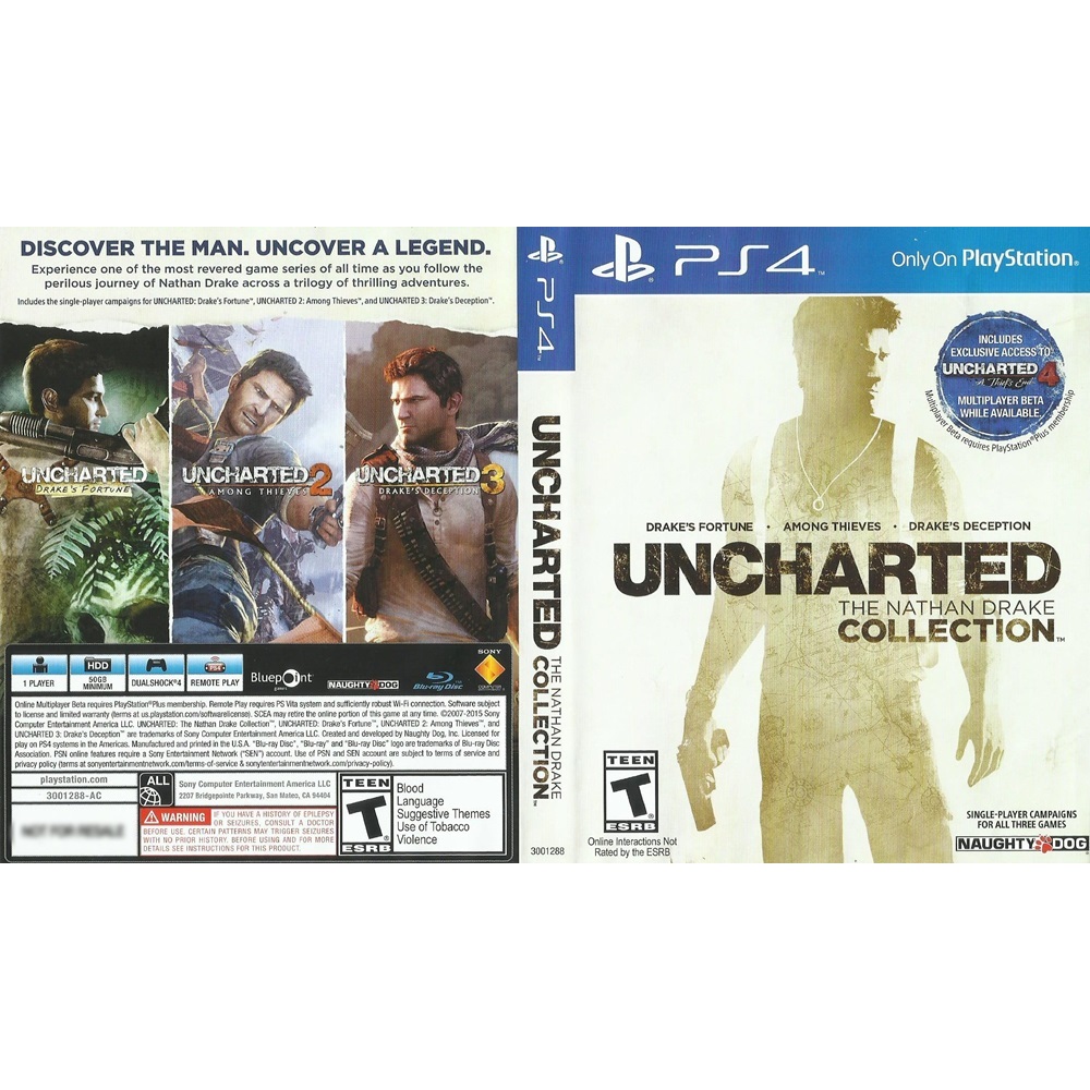Estojo com Capa Foto Uncharted Ps4 Sem Jogo - Estojo Com Capa Foto Uncharted Ps4
