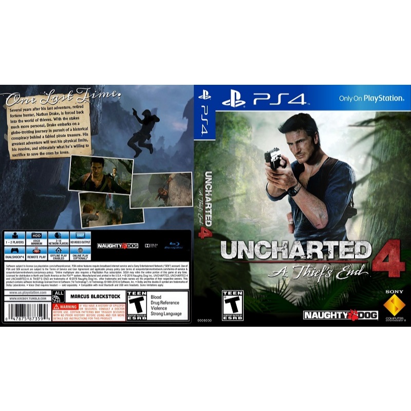 Estojo com Capa Foto Uncharted Ps4 Sem Jogo - Estojo Blu-ray Azul ou