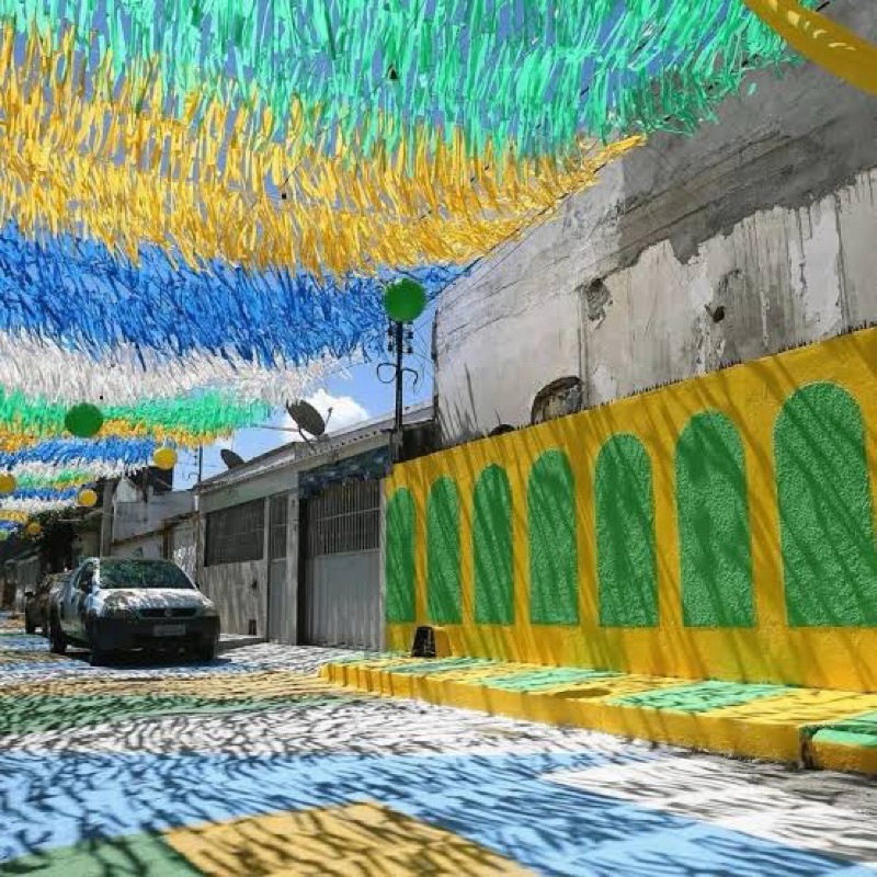 RABIOLAS enfeite para copa do  mundo pacotes com 40 metros verde e amarelo em Oferta na Shopee
