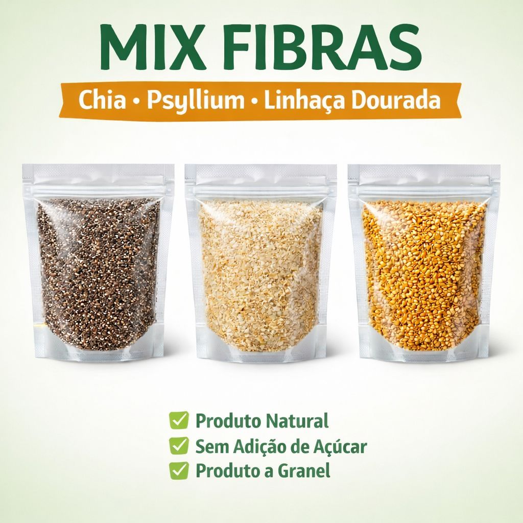 Mix de Fibras Chia Psyllium e Linhaça Dourada - Natural | Shopee Brasil