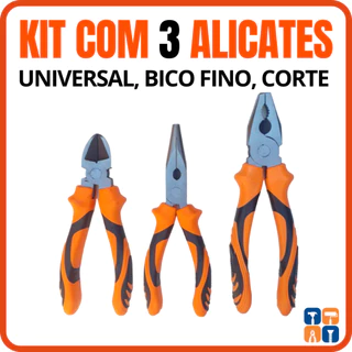 Jogo de Alicate Universal Corte Kit 3 Alicates Multiuso Universal e Corte
