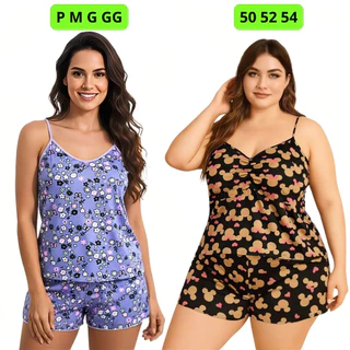 Pijama Short Doll Slim ao Plus Size Feminino Baby Doll Adulto Em Microfibra Tecido Leve Não Esquenta em Oferta na Shopee