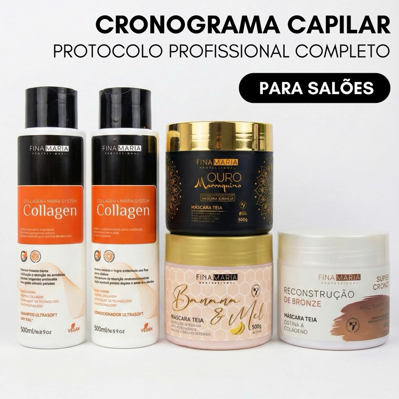 KIT CRONOGRAMA CAPILAR PROFISSIONAL - 5 PRODUTOS DE 500G - FINA MARIA ...