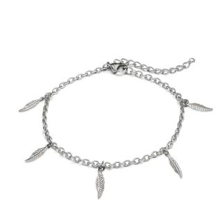 Pulseira de aço inox, 5 Penas detalhadas 17 cm