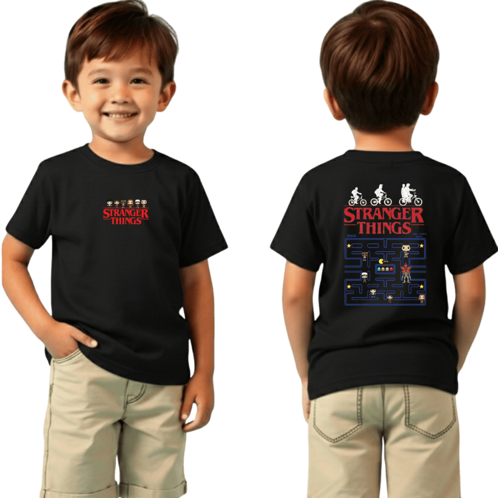 Camiseta Infantil Stranger Things Pac Man Personagens - Camiseta ...