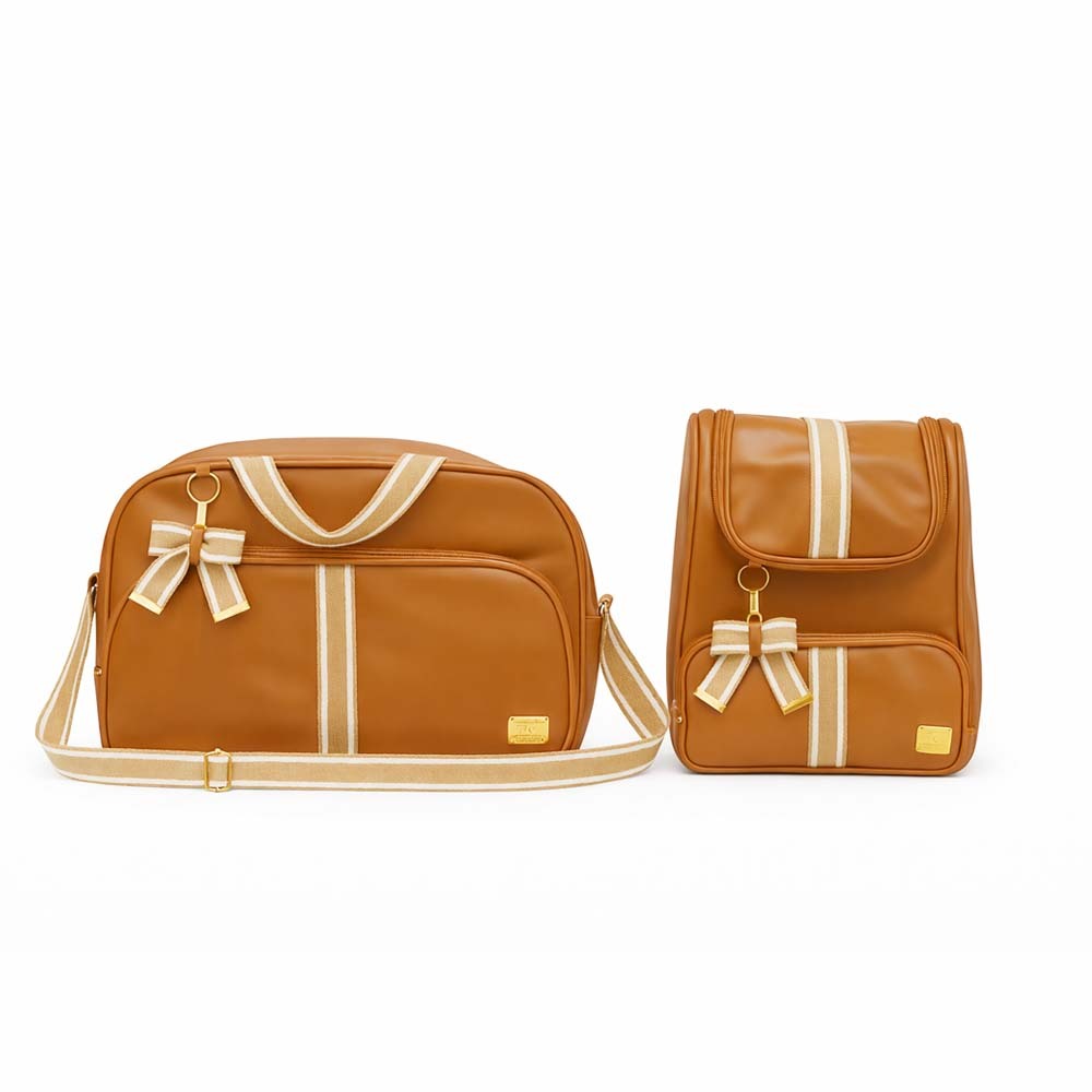 KIt Bolsas Maternidade e Mochila caramelo