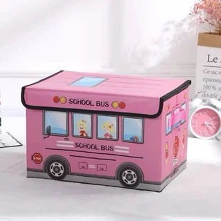 Caixa Organizadora Infantil Dobrável Baú Multiuso Impermeável para Brinquedos Estampa Ônibus Escolar em Oferta na Shopee