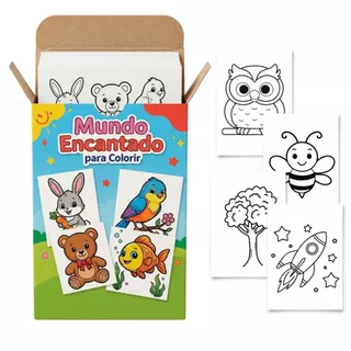 Desenhos para colorir natureza fazendinha infantil caixinha com 100 desenhos diversos em Oferta na Shopee