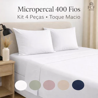 Kit Jogo De Lençol 03 e 04 Peças 400 Fios  Micropercal Premium Ponto Palito Toque Macio em Oferta na Shopee